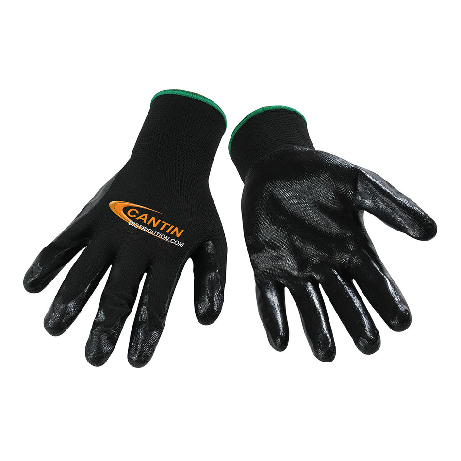 GANTS CANTIN AVEC DOUBLURE EN POLYESTER NOIR ET PAUME EN NITRILE - MEDIUM (PAIRE)