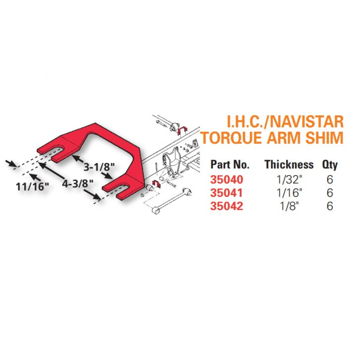 CALES D'ALIGNEMENT POUR ESSIEUX TANDEM (I.H.C./NAVISTAR) 1/16" - 6/BOITE